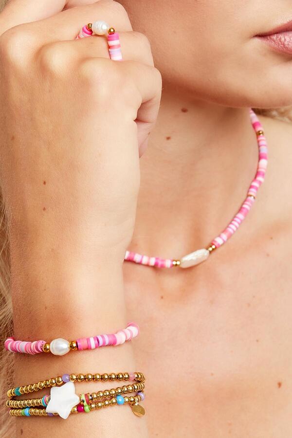 Pulsera perlas de colores - colección #summergirls Rosado polymer clay